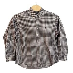 Ralph Lauren Custom Fit Gingham Button Down Shirt Mens XL Purple White